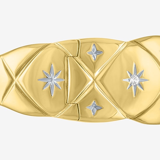 Bold Addiction Womens White Sapphire 14K Gold Over Brass Cuff Bracelet