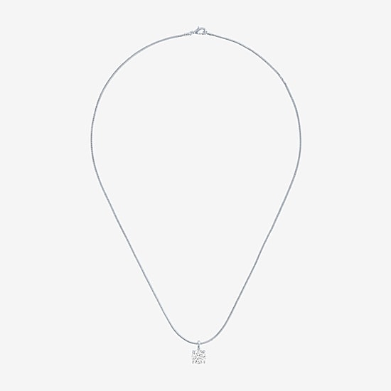 Bold Addiction Womens Lab Created White Sapphire Pure Silver Over Brass Round 16 Inch Pendant Necklace