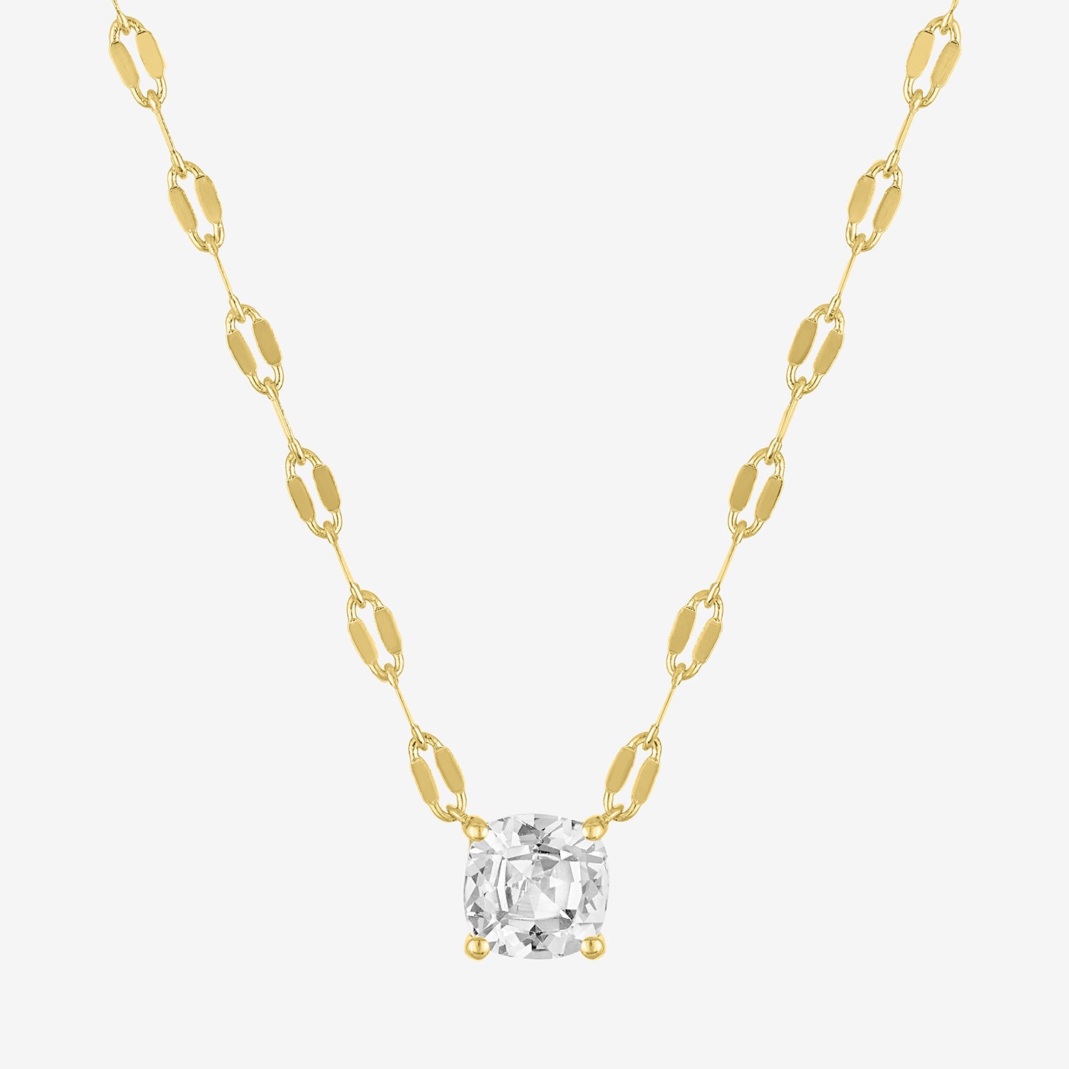 Bold Addiction Womens Lab Created White Sapphire 14K Gold Over Brass Cushion 16 Inch Pendant Necklace