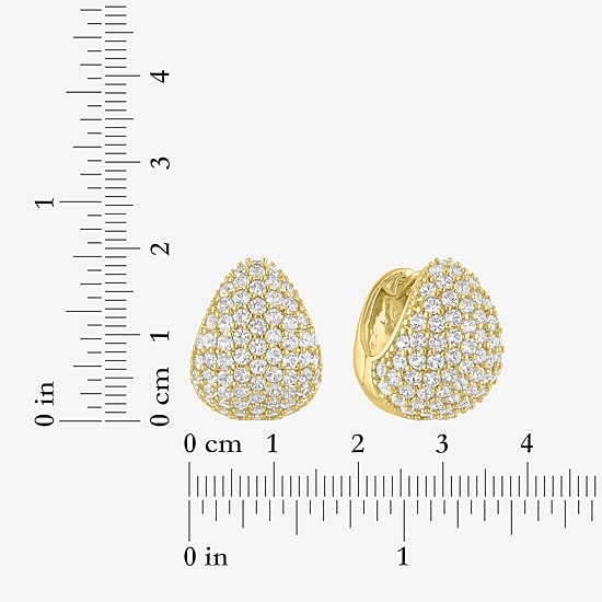 Bold Addiction Womens Lab Created White Sapphire 14K Gold Over Brass 18.1mm Hoop Earrings