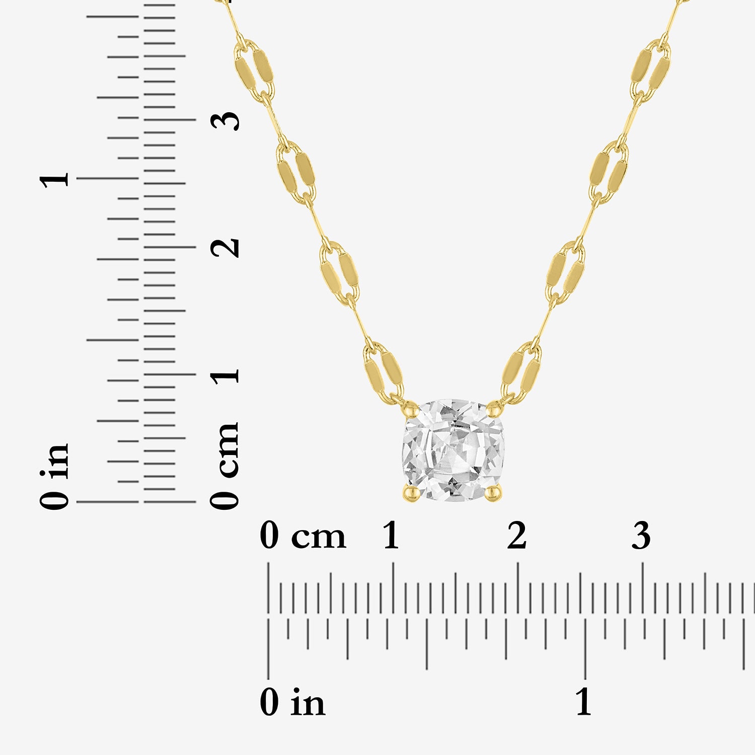Bold Addiction Womens Lab Created White Sapphire 14K Gold Over Brass Cushion 16 Inch Pendant Necklace