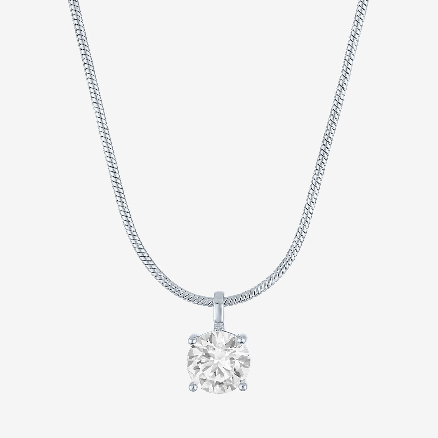 Bold Addiction Womens Lab Created White Sapphire Pure Silver Over Brass Round 16 Inch Pendant Necklace