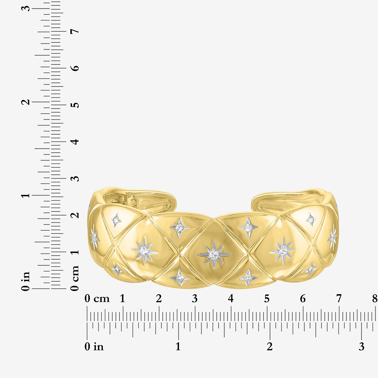Bold Addiction Womens White Sapphire 14K Gold Over Brass Cuff Bracelet