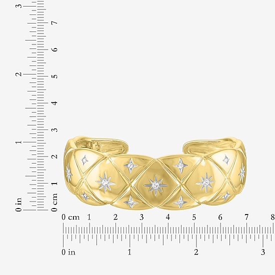 Bold Addiction Womens White Sapphire 14K Gold Over Brass Cuff Bracelet