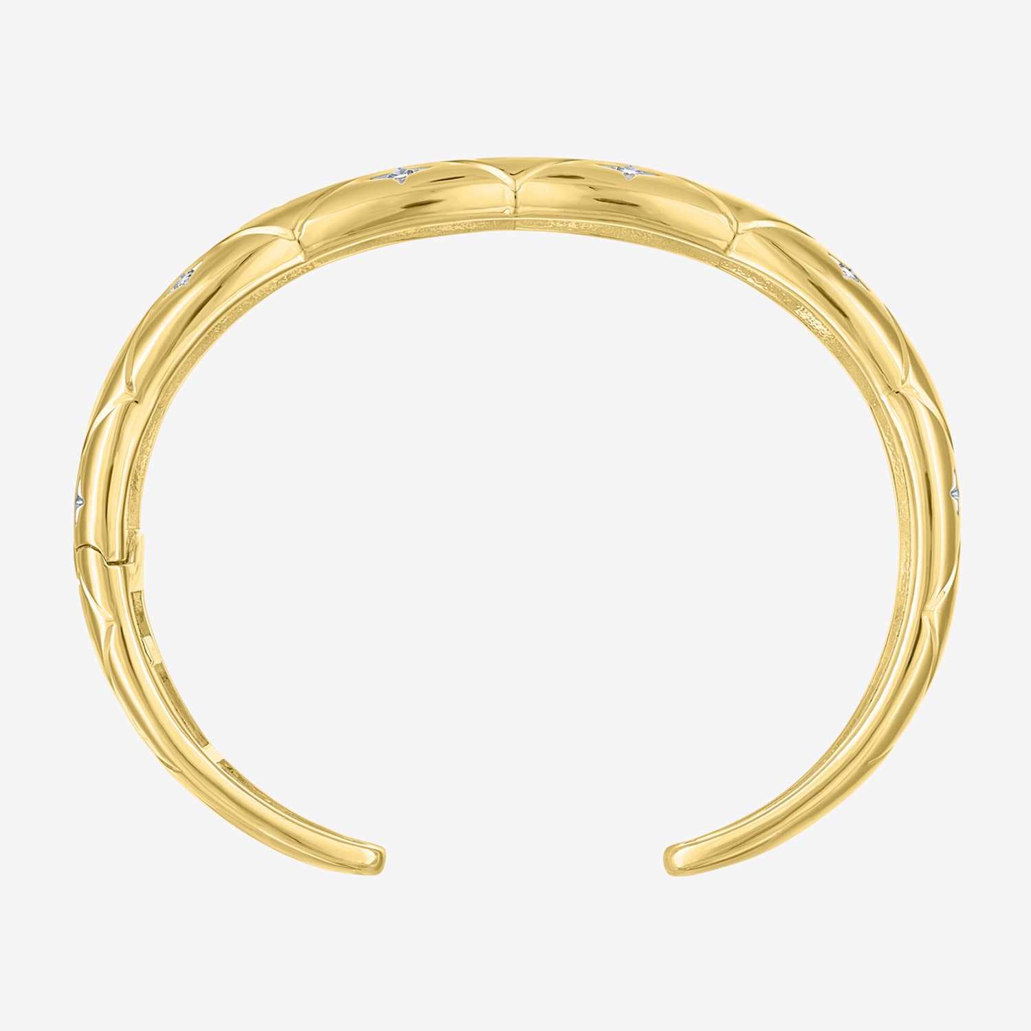 Bold Addiction Womens White Sapphire 14K Gold Over Brass Cuff Bracelet