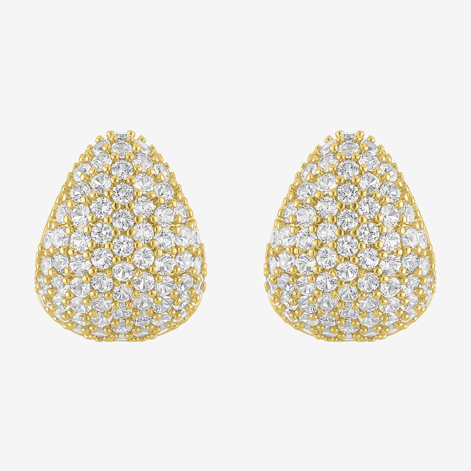 Bold Addiction Womens Lab Created White Sapphire 14K Gold Over Brass 18.1mm Hoop Earrings