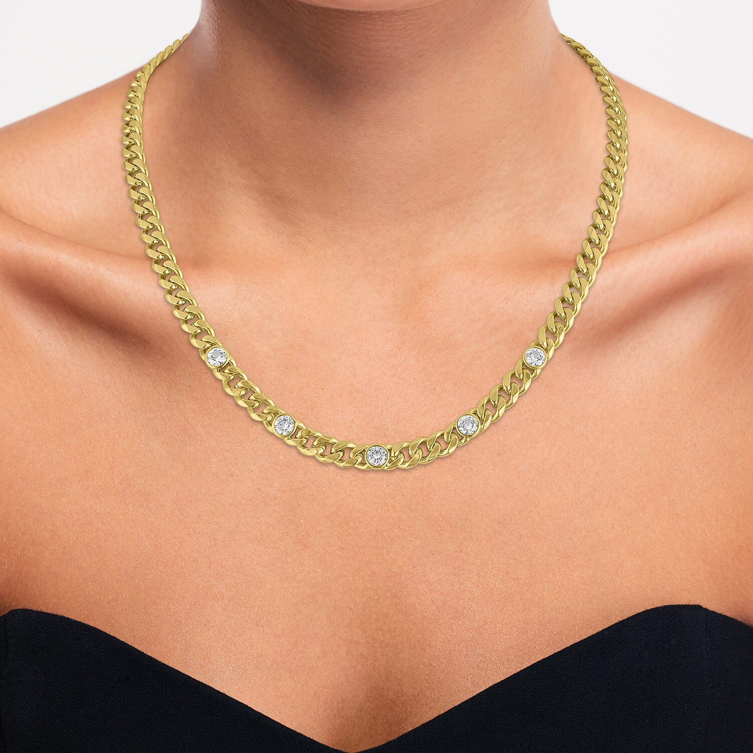 Bold Addiction Womens 14K Gold Over Brass 18 Inch Curb Chain Necklace