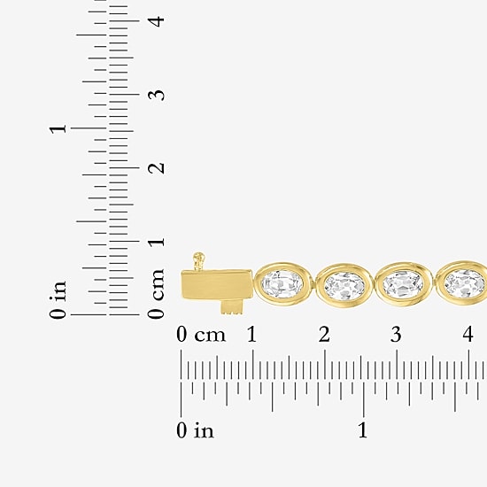 Bold Addiction Womens Lab Created White Sapphire 14K Gold Over Brass 7.5 Inch Tennis Bracelet