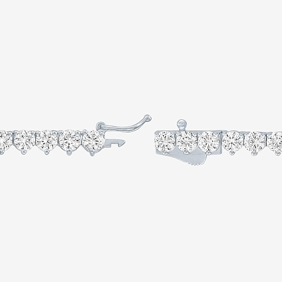 Bold Addiction Womens White Sapphire Pure Silver Over Brass 17 Inch Tennis Necklace