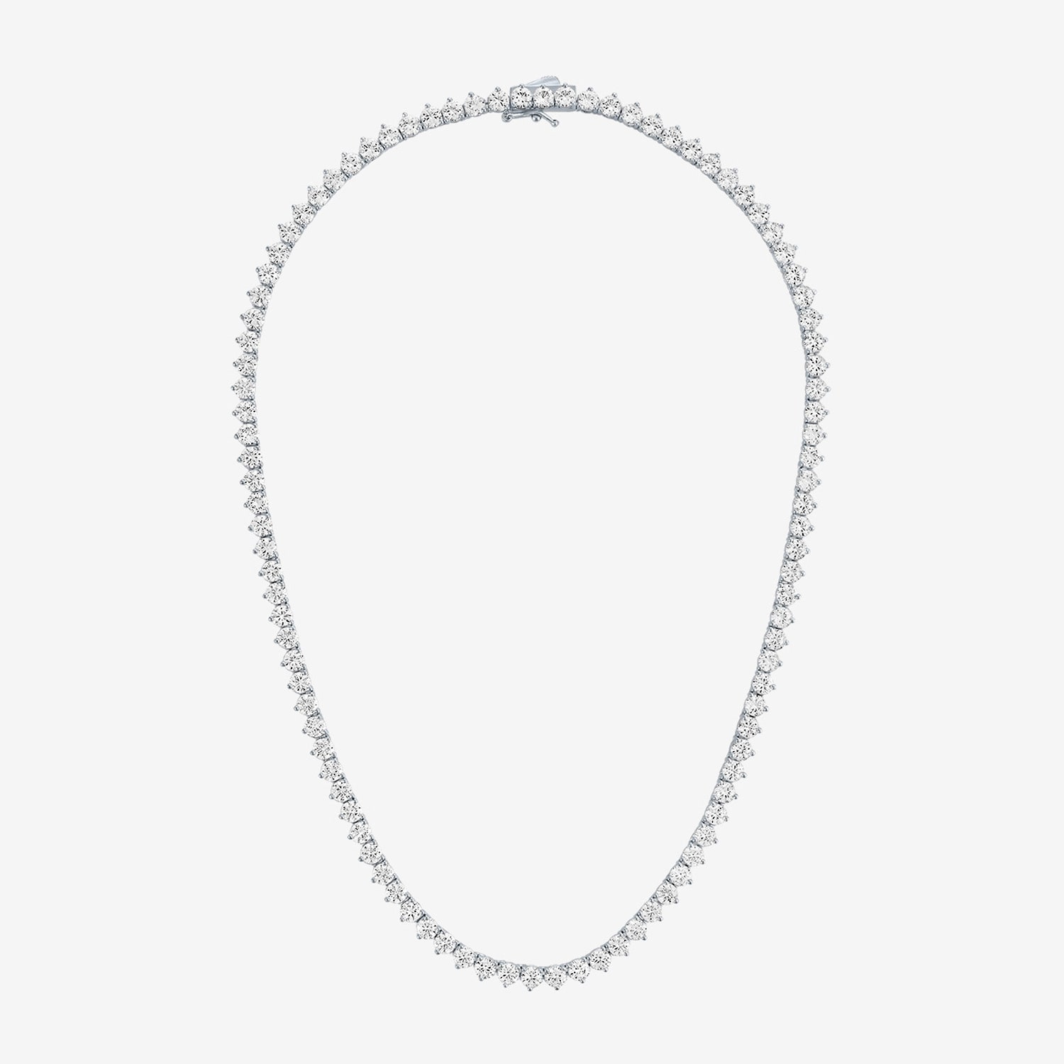 Bold Addiction Womens White Sapphire Pure Silver Over Brass 17 Inch Tennis Necklace