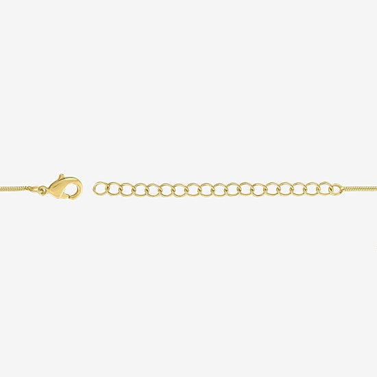 Bold Addiction Womens Lab Created White Sapphire 14K Gold Over Brass Oval 16 Inch Pendant Necklace