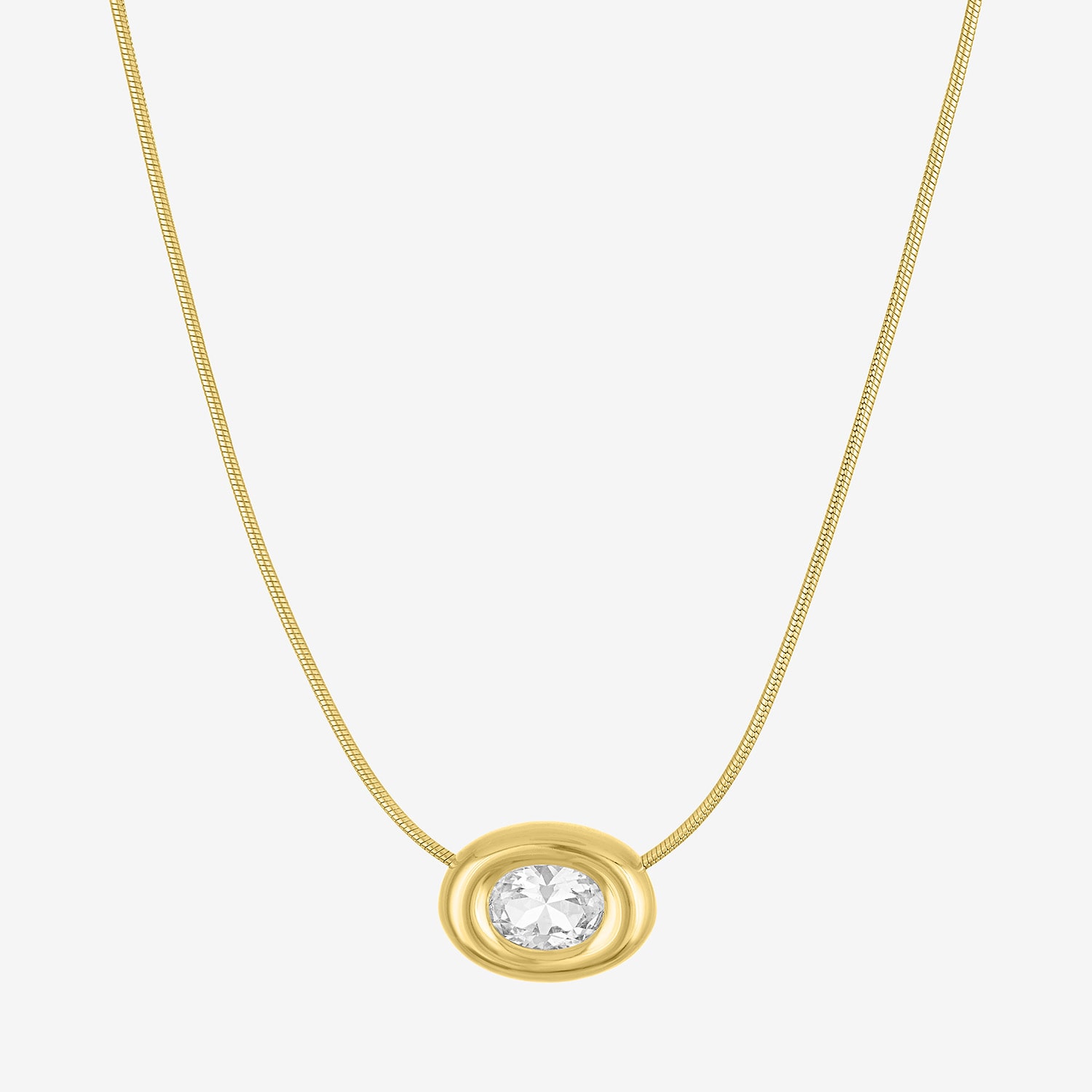 Bold Addiction Womens Lab Created White Sapphire 14K Gold Over Brass Oval 16 Inch Pendant Necklace
