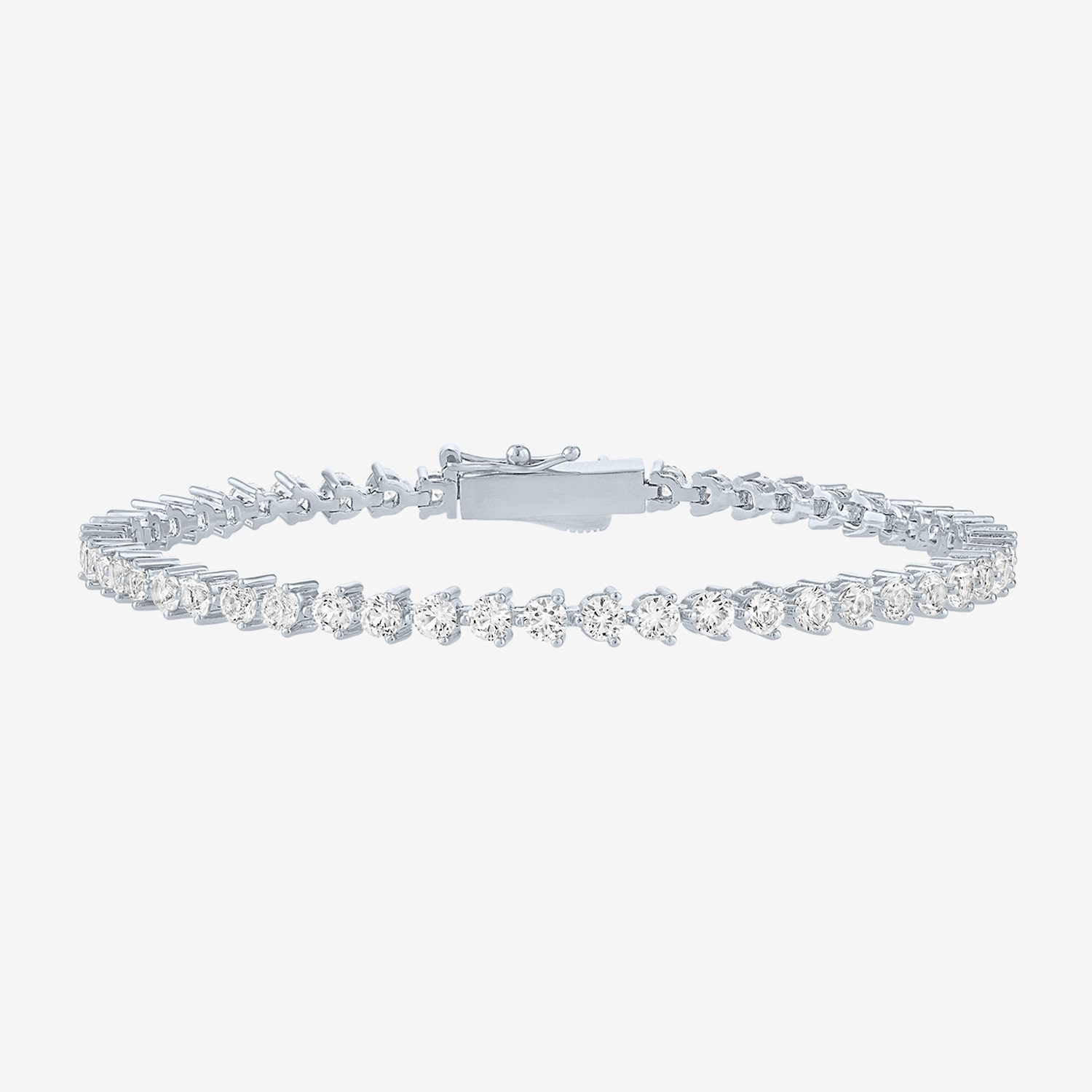 Bold Addiction Womens Lab Created White Sapphire Pure Silver Over Brass 7.5 Inch Tennis Bracelet