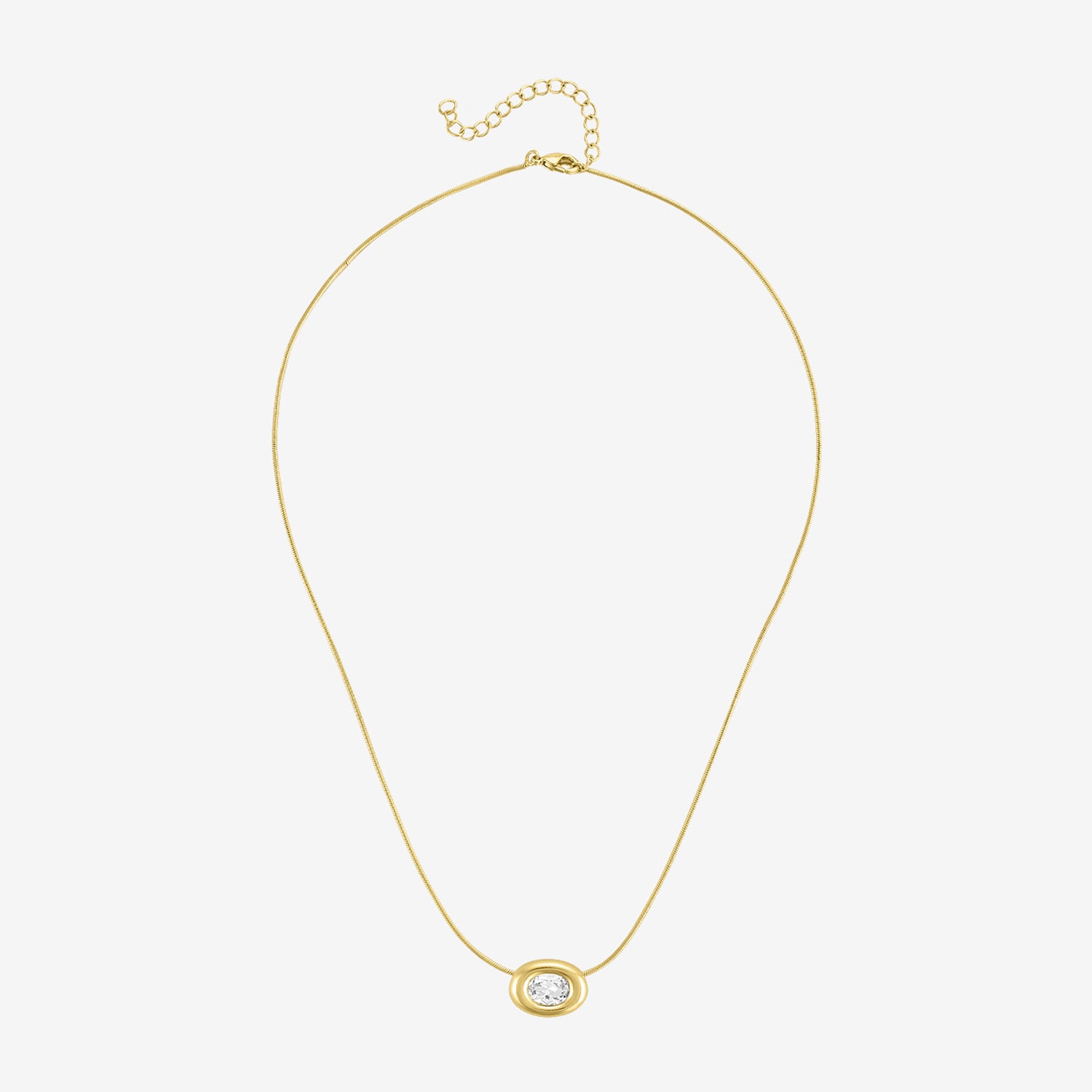 Bold Addiction Womens Lab Created White Sapphire 14K Gold Over Brass Oval 16 Inch Pendant Necklace