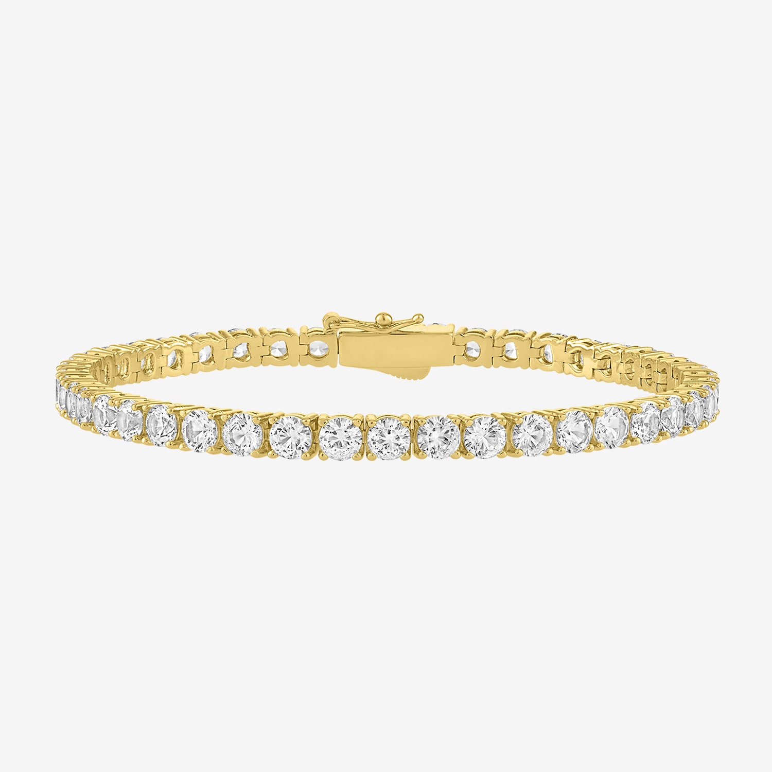 Bold Addiction Womens Lab Created White Sapphire 14K Gold Over Brass 7.5 Inch Tennis Bracelet