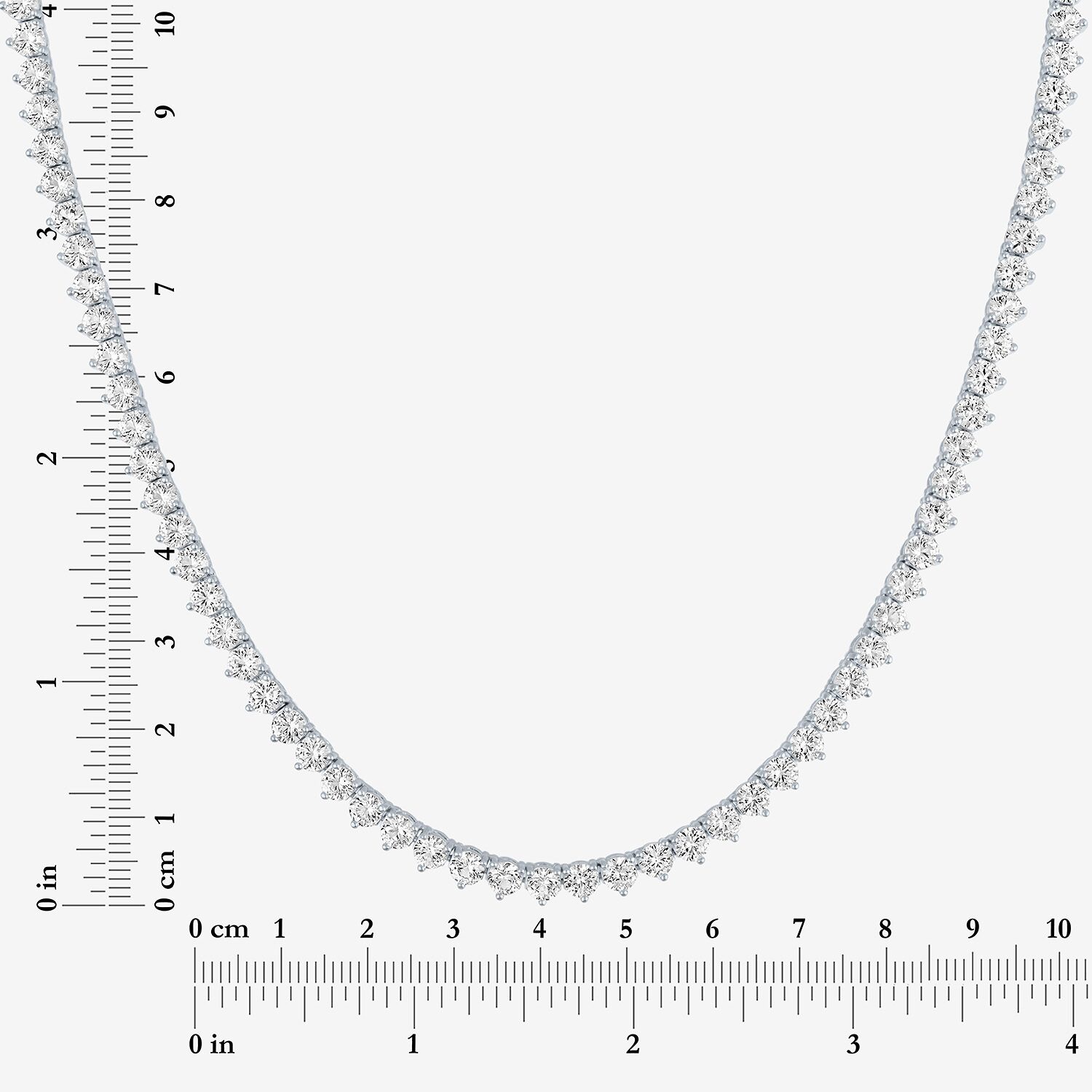 Bold Addiction Womens White Sapphire Pure Silver Over Brass 17 Inch Tennis Necklace