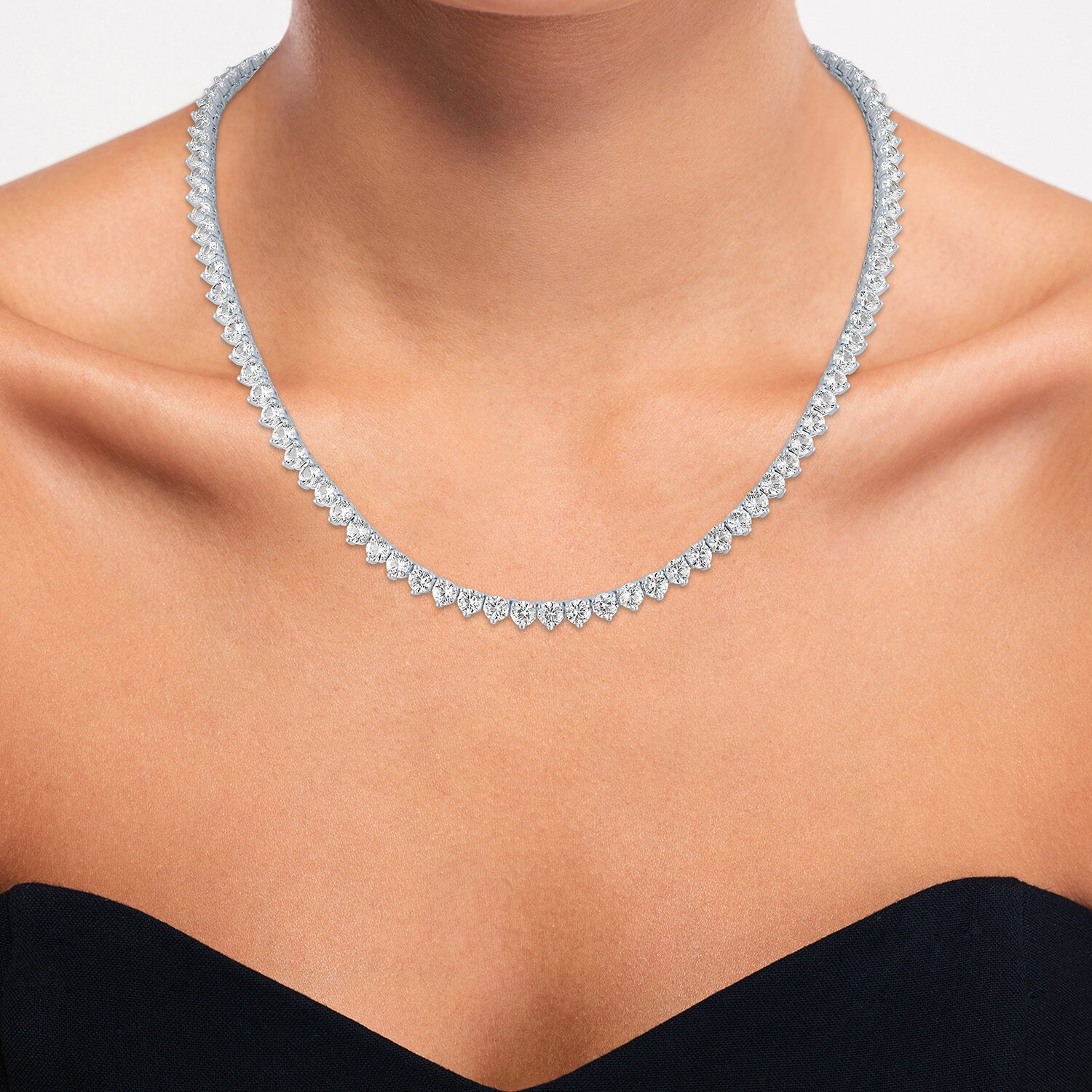 Bold Addiction Womens White Sapphire Pure Silver Over Brass 17 Inch Tennis Necklace
