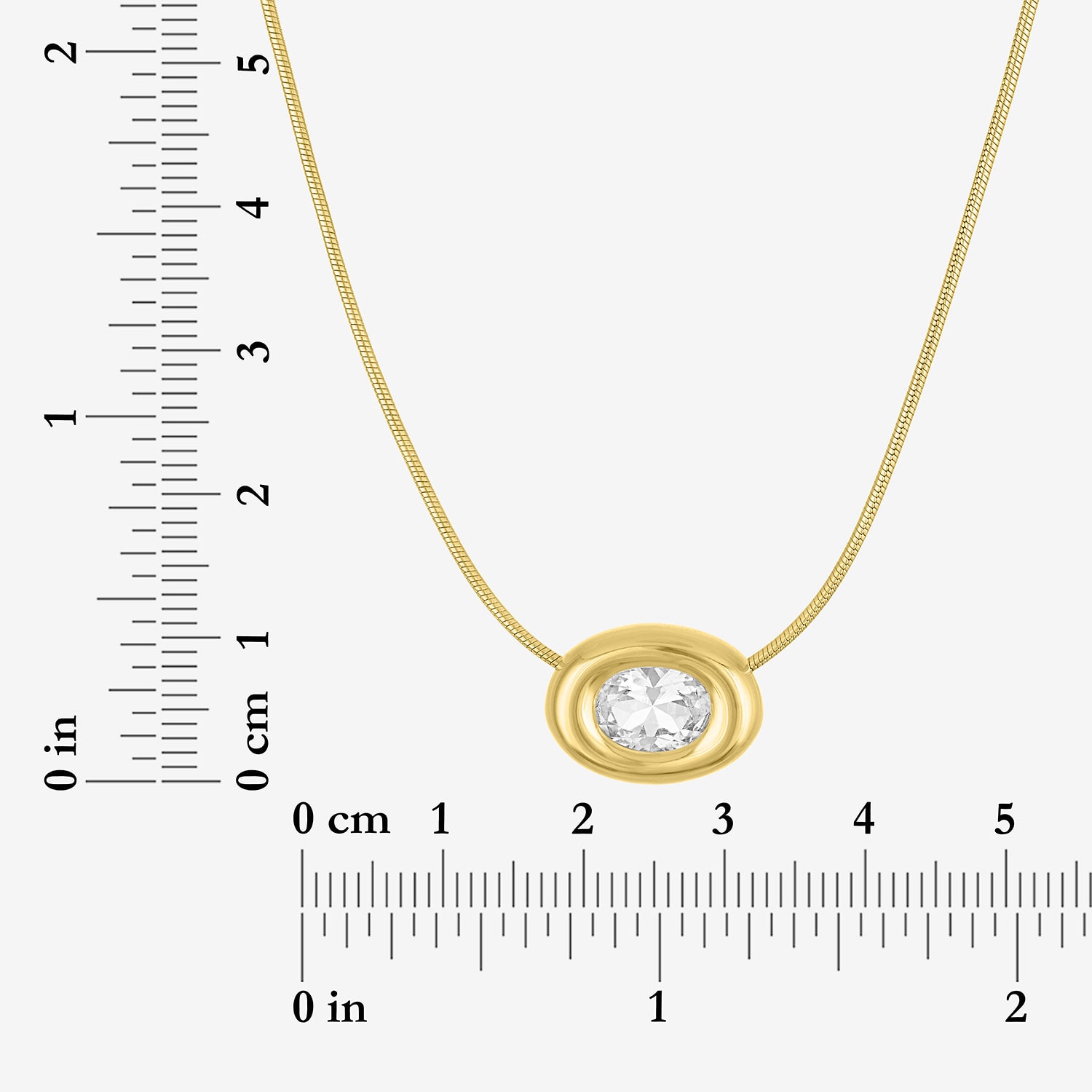 Bold Addiction Womens Lab Created White Sapphire 14K Gold Over Brass Oval 16 Inch Pendant Necklace