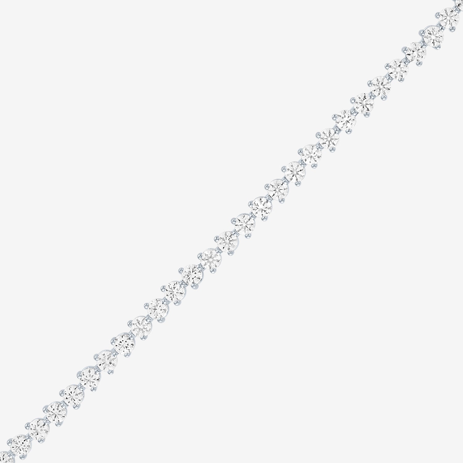Bold Addiction Womens Lab Created White Sapphire Pure Silver Over Brass 7.5 Inch Tennis Bracelet