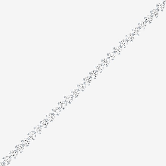 Bold Addiction Womens Lab Created White Sapphire Pure Silver Over Brass 7.5 Inch Tennis Bracelet