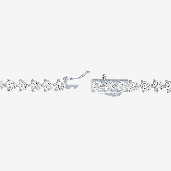 Bold Addiction Womens Lab Created White Sapphire Pure Silver Over Brass 7.5 Inch Tennis Bracelet