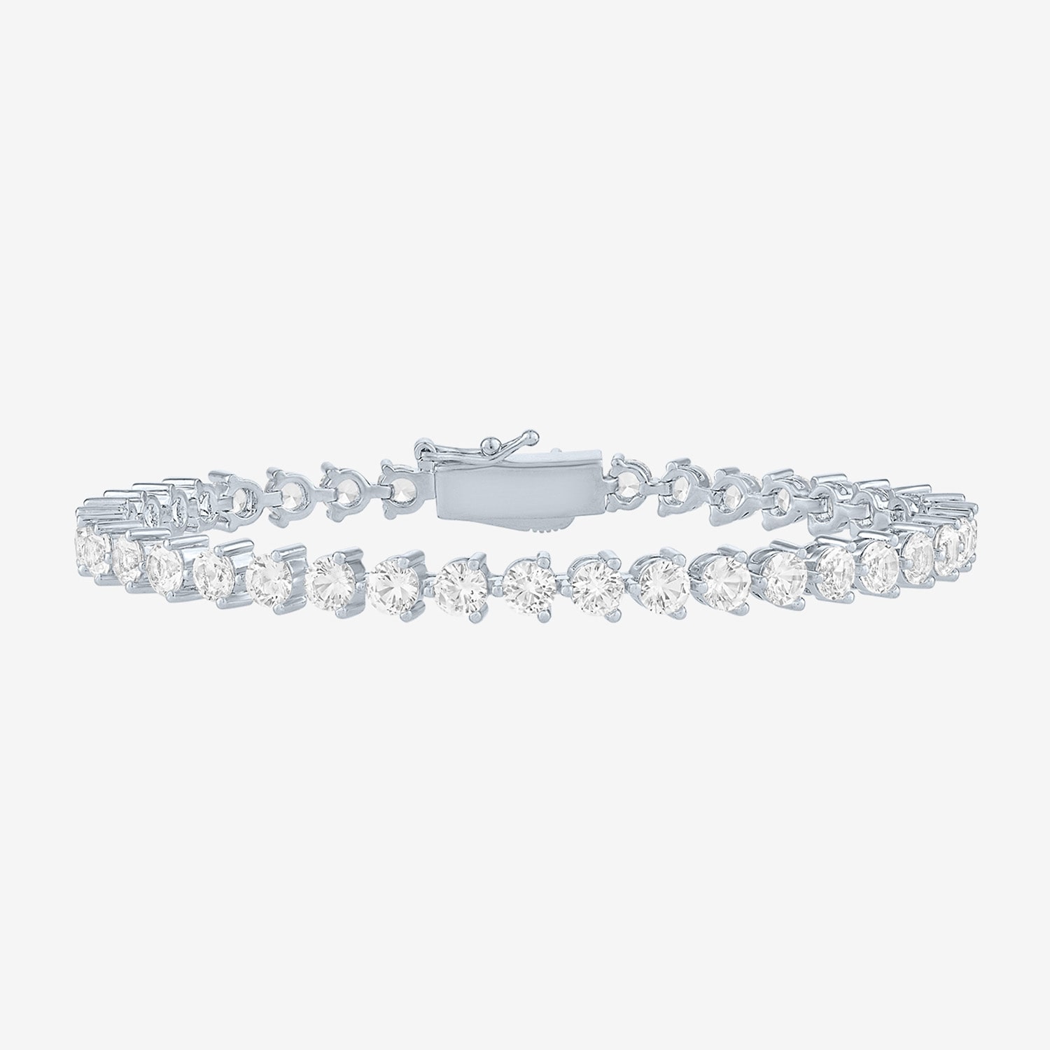 Bold Addiction Womens Lab Created White Sapphire Pure Silver Over Brass 7.5 Inch Tennis Bracelet