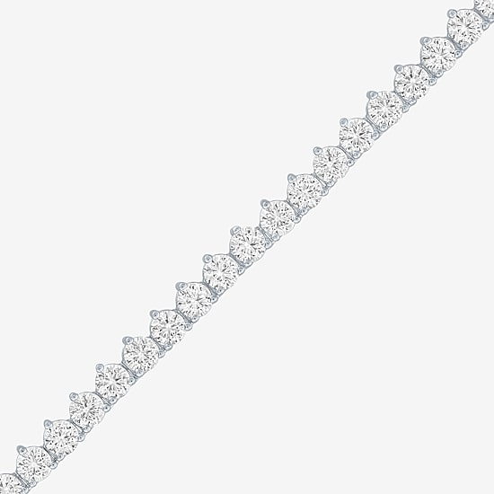 Bold Addiction Womens White Sapphire Pure Silver Over Brass 17 Inch Tennis Necklace