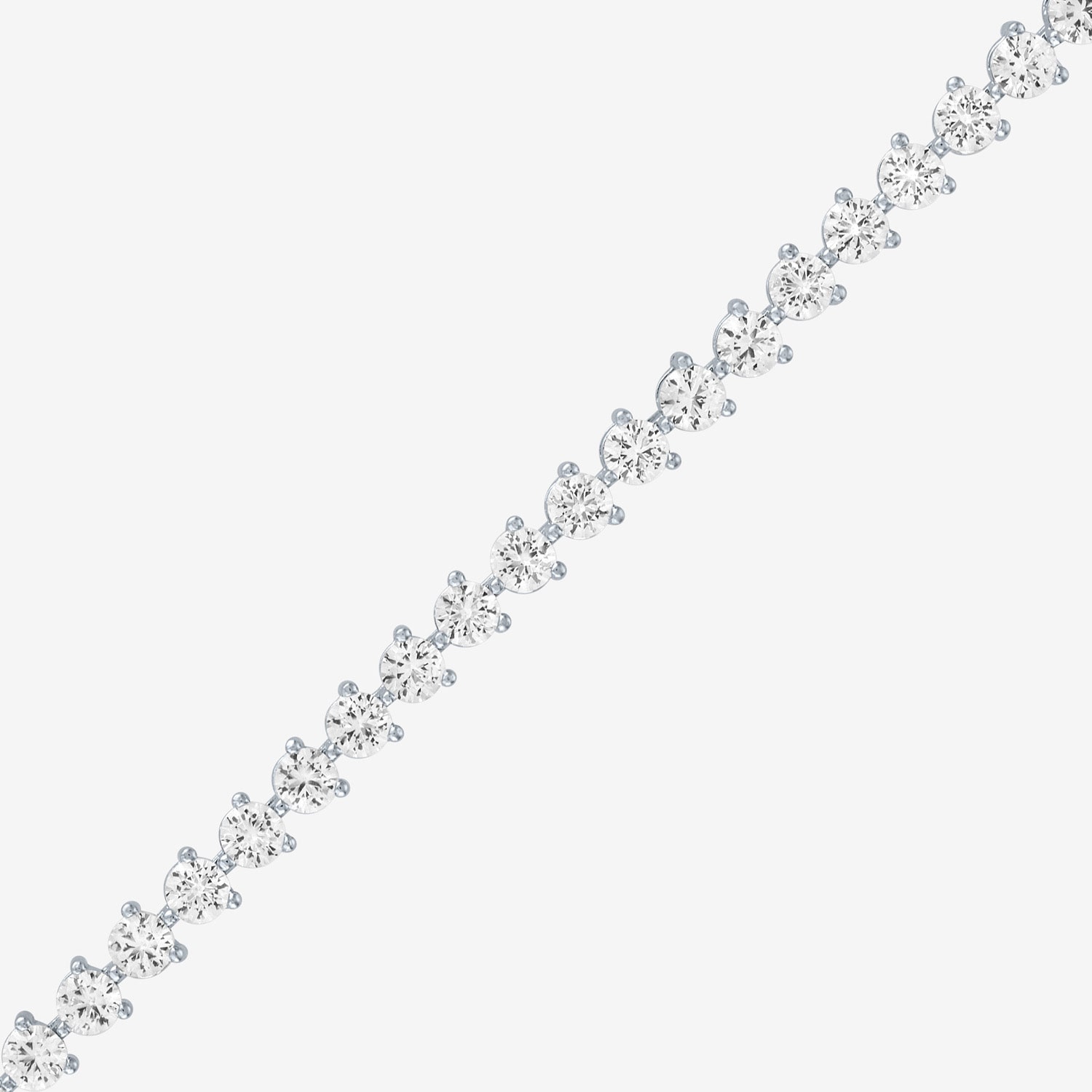 Bold Addiction Womens Lab Created White Sapphire Pure Silver Over Brass 7.5 Inch Tennis Bracelet