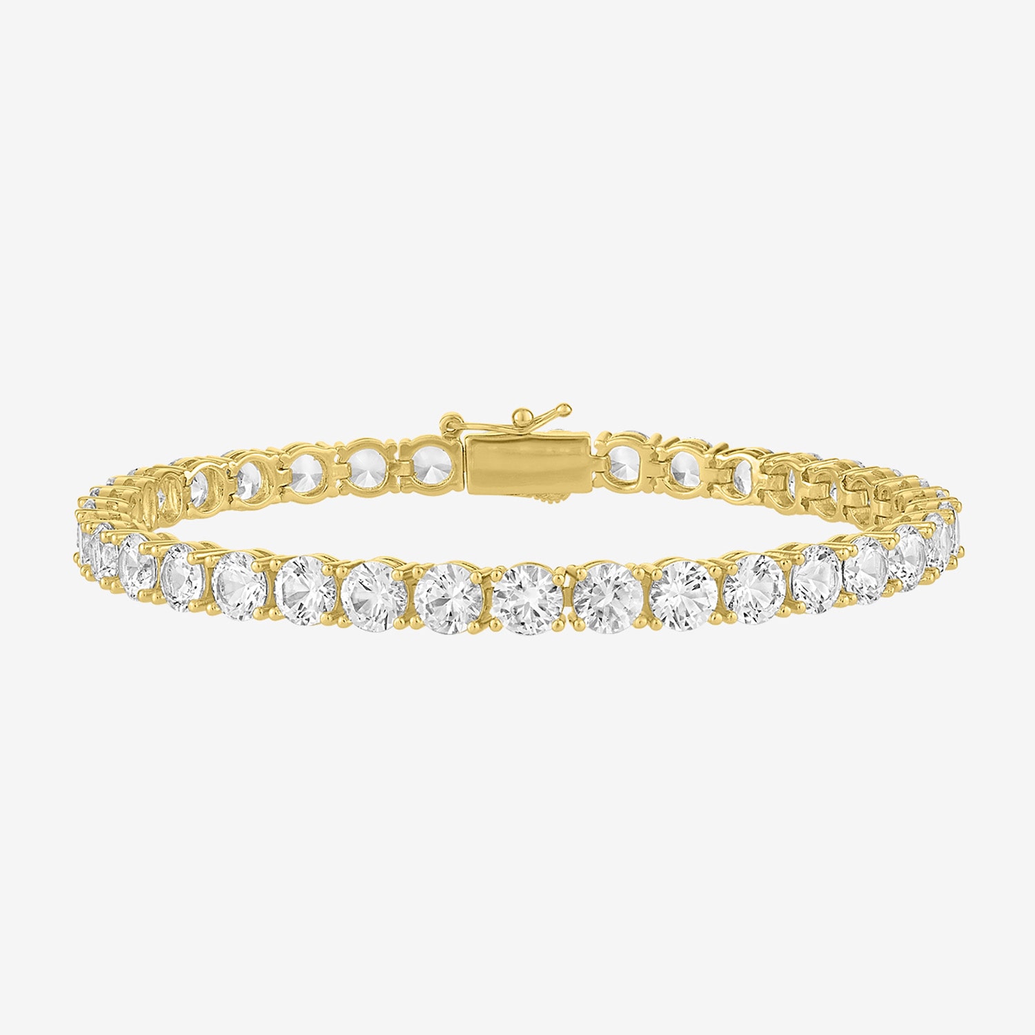 Bold Addiction Womens Lab Created White Sapphire 14K Gold Over Brass 7.5 Inch Tennis Bracelet
