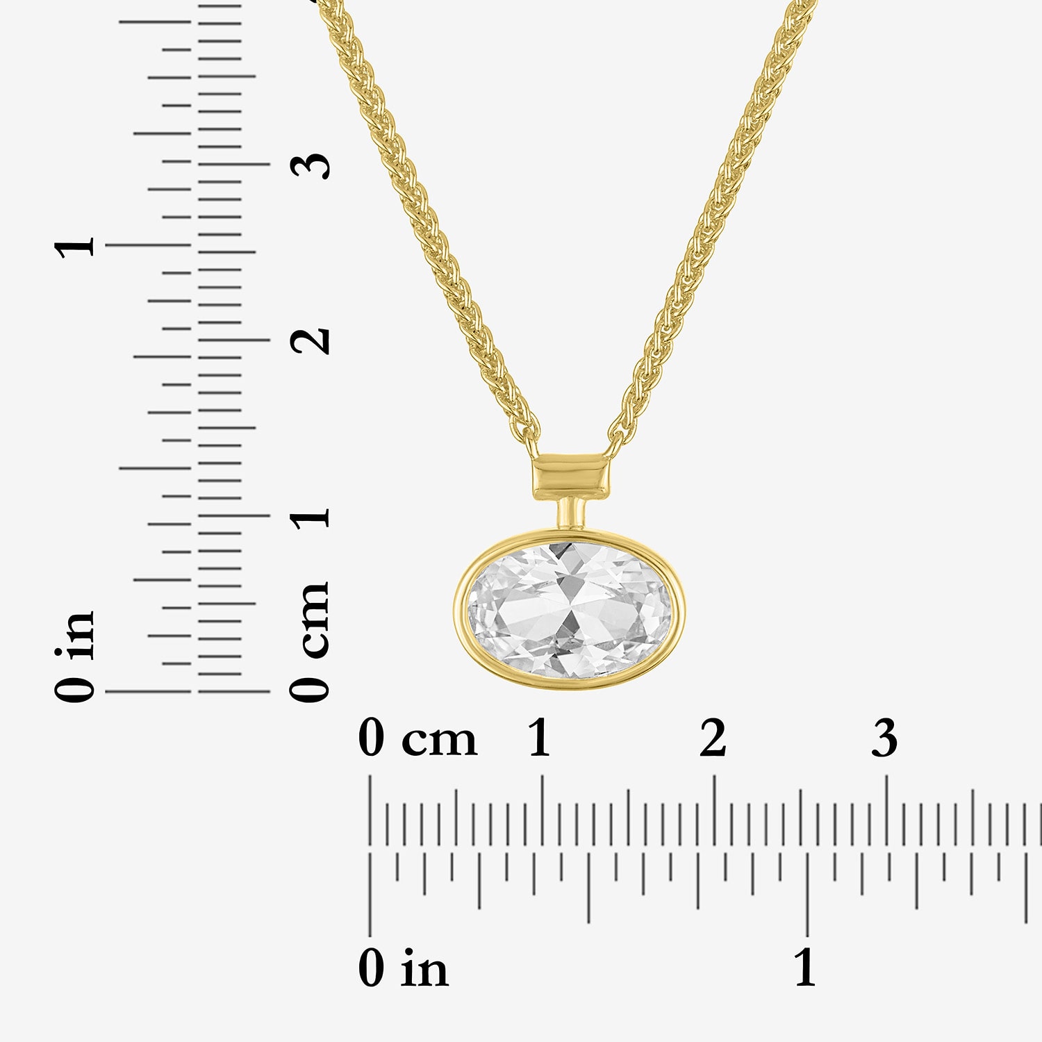 Bold Addiction Womens Lab Created White Sapphire 14K Gold Over Brass Oval 18 Inch Pendant Necklace
