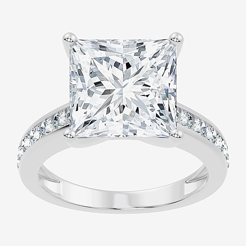 Signature By Modern Bride (F-G / Vs2-Si1) Womens 10 1/2 Ct. T.W. Lab Grown White Diamond 14K Gold Side Stone Engagement Ring, 8, White