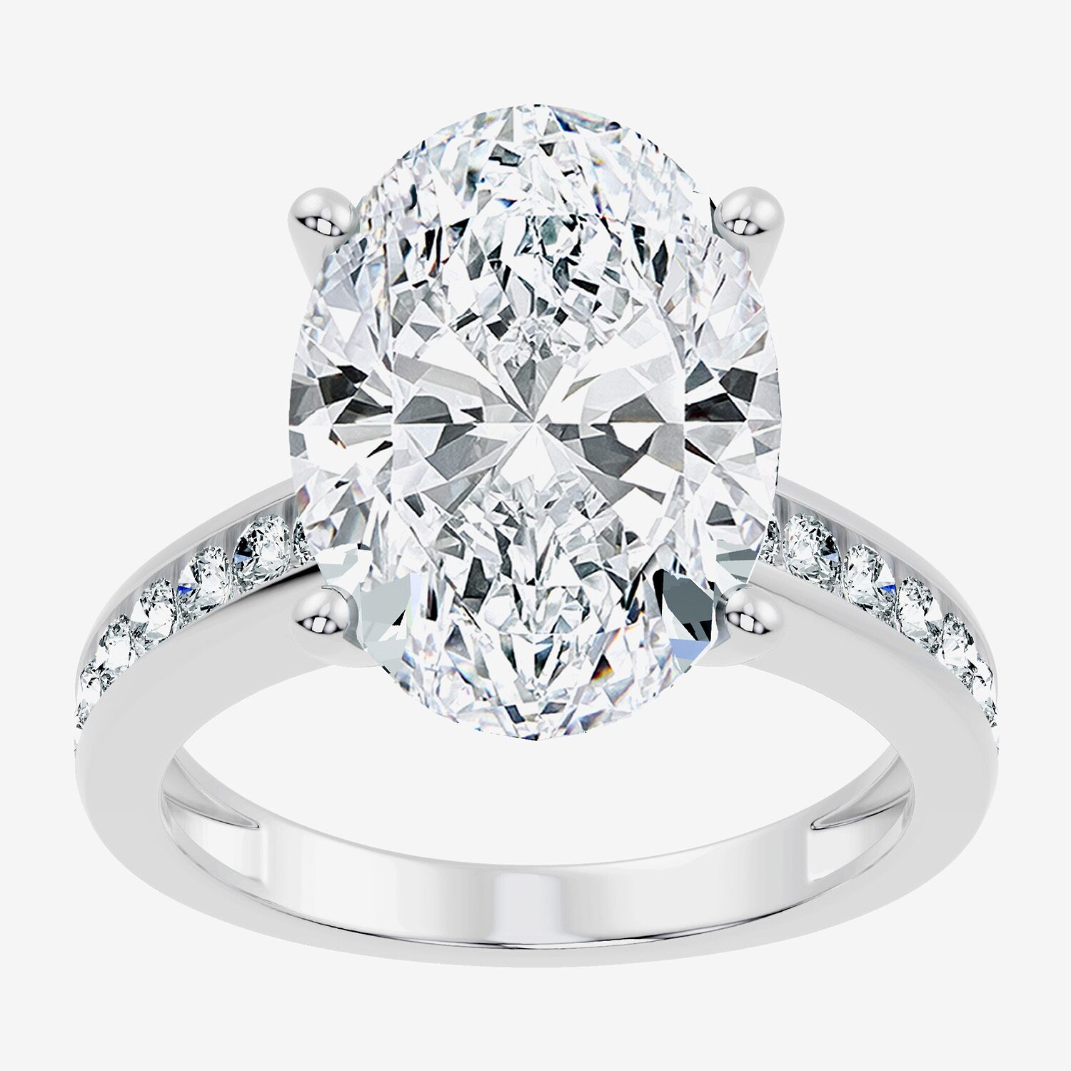 Signature By Modern Bride (F-G / Vs2-Si1) Womens / CT. T.W. Lab Grown White Diamond 14K Gold Oval Side Stone Engagement Ring