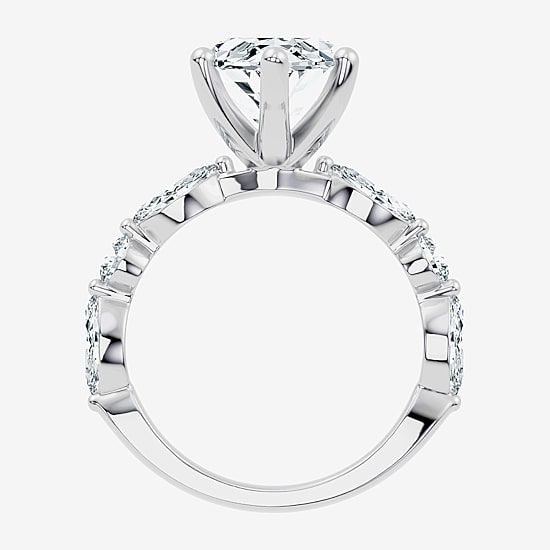 Signature By Modern Bride (F-G / Vs2-Si1) Womens 6 CT. T.W. Lab Grown White Diamond 14K Gold Marquise Side Stone Engagement Ring