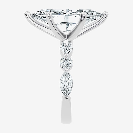Signature By Modern Bride (F-G / Vs2-Si1) Womens 6 CT. T.W. Lab Grown White Diamond 14K Gold Marquise Side Stone Engagement Ring