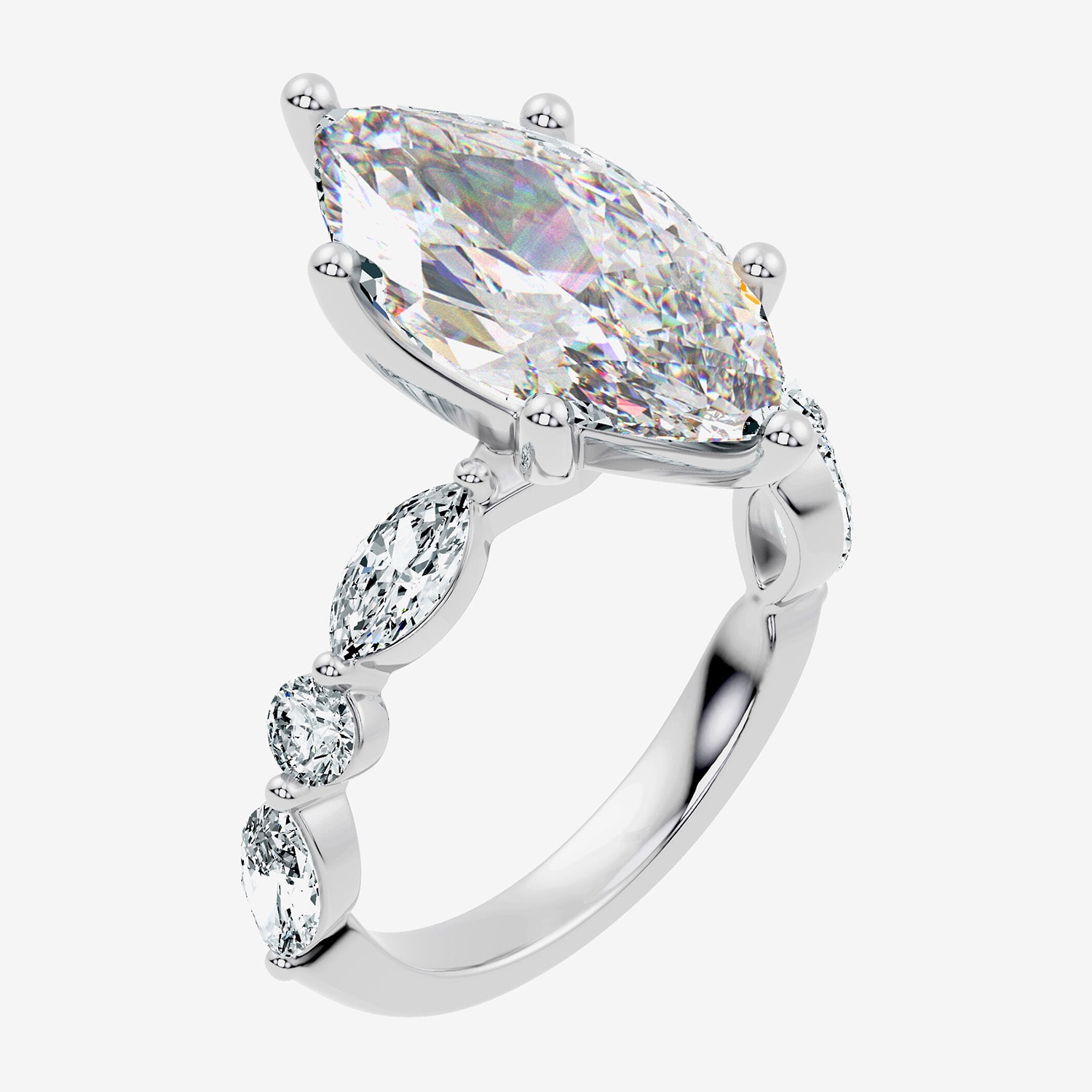 Signature By Modern Bride (F-G / Vs2-Si1) Womens CT. T.W. Lab Grown White Diamond 14K Gold Marquise Side Stone Engagement Ring