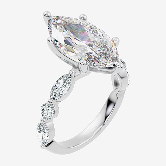 Signature By Modern Bride (F-G / Vs2-Si1) Womens 6 CT. T.W. Lab Grown White Diamond 14K Gold Marquise Side Stone Engagement Ring