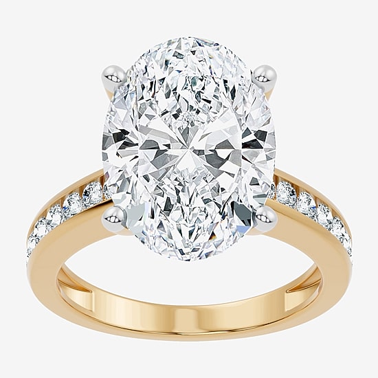 Signature By Modern Bride (F-G / Vs2-Si1) Womens 6 1/2 Ct. T.W. Lab Grown White Diamond 14K Gold Oval Side Stone Engagement Ring