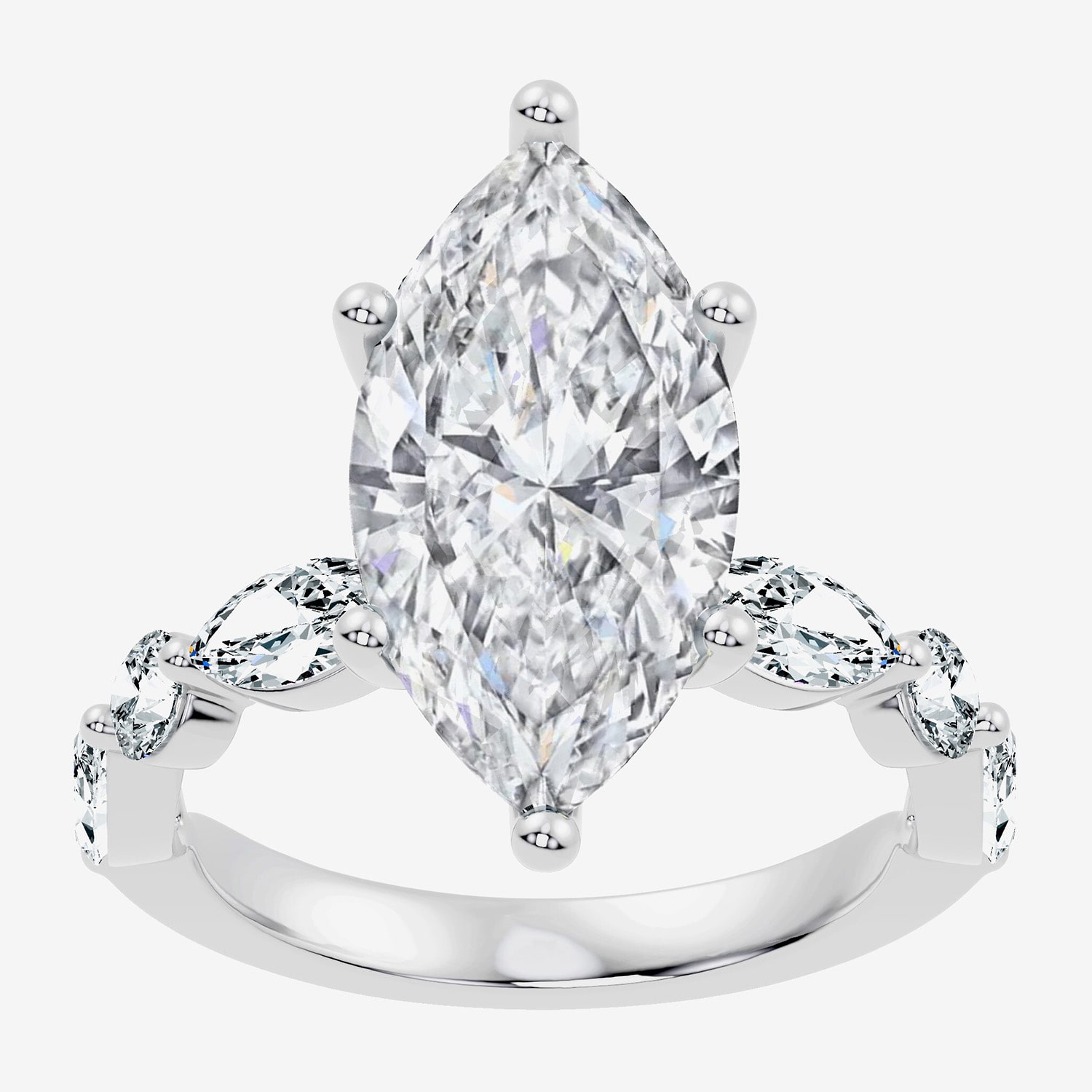 Signature By Modern Bride (F-G / Vs2-Si1) Womens CT. T.W. Lab Grown White Diamond 14K Gold Marquise Side Stone Engagement Ring