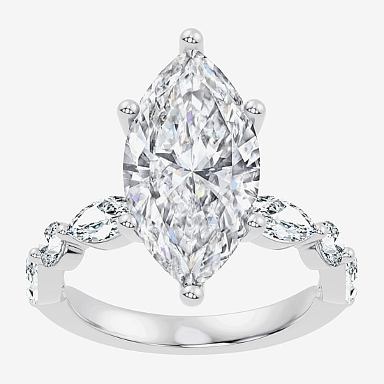 Signature By Modern Bride (F-G / Vs2-Si1) Womens 6 CT. T.W. Lab Grown White Diamond 14K Gold Marquise Side Stone Engagement Ring