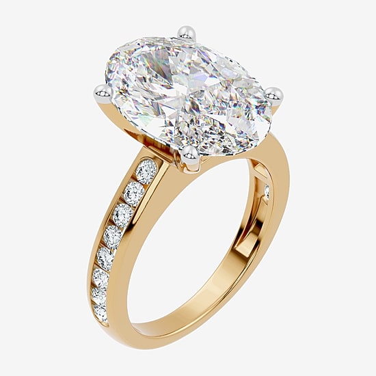 Signature By Modern Bride (F-G / Vs2-Si1) Womens 6 1/2 Ct. T.W. Lab Grown White Diamond 14K Gold Oval Side Stone Engagement Ring
