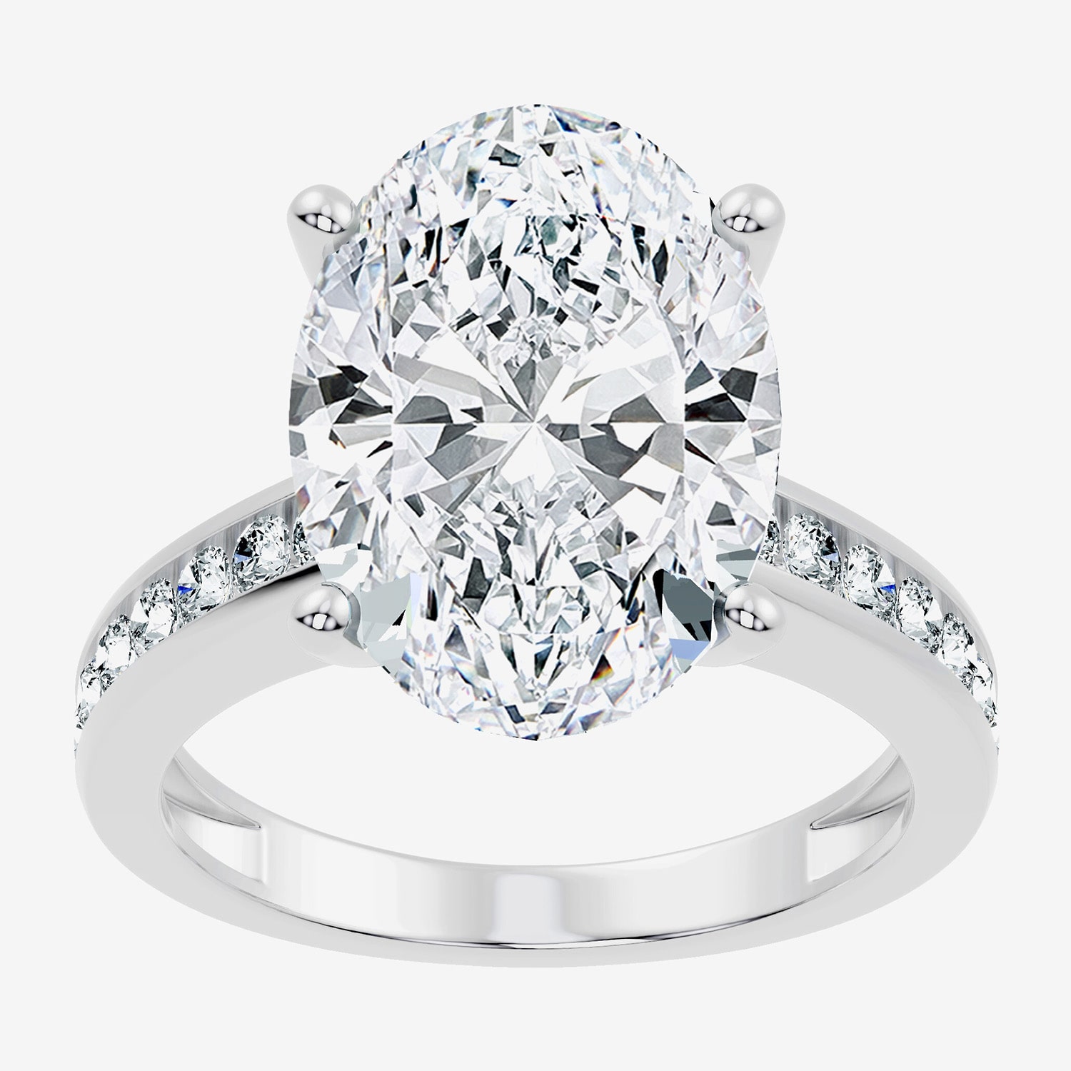 Signature By Modern Bride (F-G / Vs2-Si1) Womens 1/2 CT. T.W. Lab Grown White Diamond 14K Gold Oval Side Stone Engagement Ring
