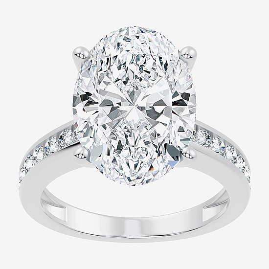 Signature By Modern Bride (F-G / Vs2-Si1) Womens 5 1/2 CT. T.W. Lab Grown White Diamond 14K Gold Oval Side Stone Engagement Ring