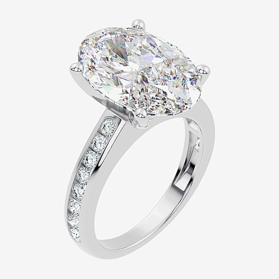 Signature By Modern Bride (F-G / Vs2-Si1) Womens 5 1/2 CT. T.W. Lab Grown White Diamond 14K Gold Oval Side Stone Engagement Ring