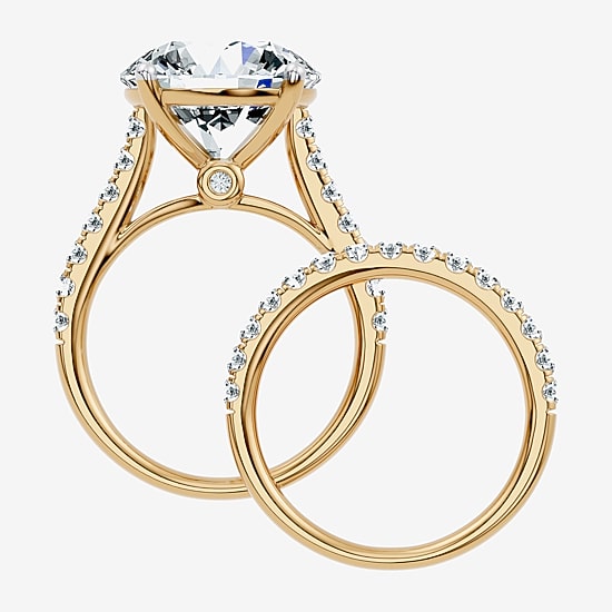 Signature By Modern Bride (F-G / Vs2-Si1) Womens 9 Ct.T.W. Lab Grown White Diamond 14K Gold Round Side Stone Bridal Set