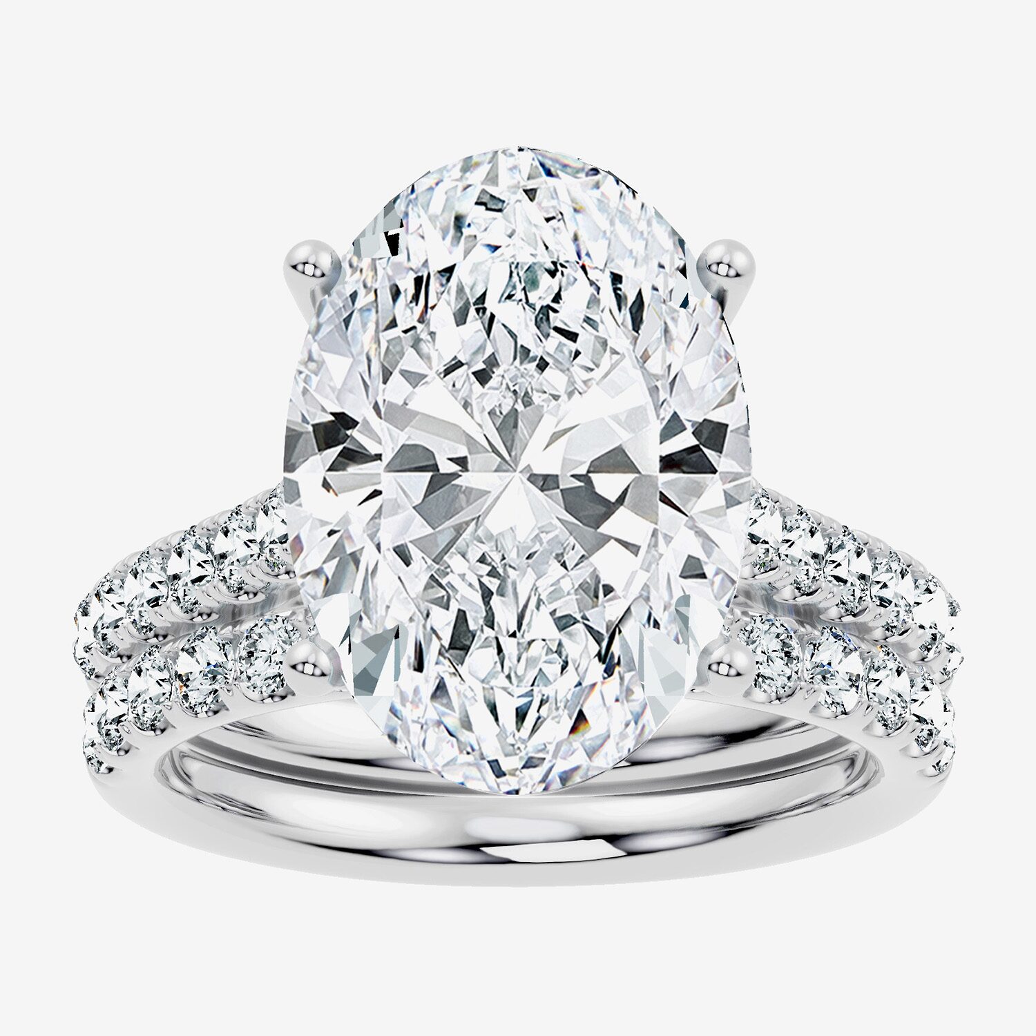 Signature By Modern Bride (F-G / Vs2-Si1) Womens Ct.T.W. Lab Grown White Diamond 14K Gold Oval Side Stone Bridal Set