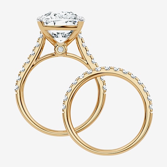 Signature By Modern Bride (F-G / Vs2-Si1) Womens 11 Ct.T.W. Lab Grown White Diamond 14K Gold Cushion Side Stone Bridal Set