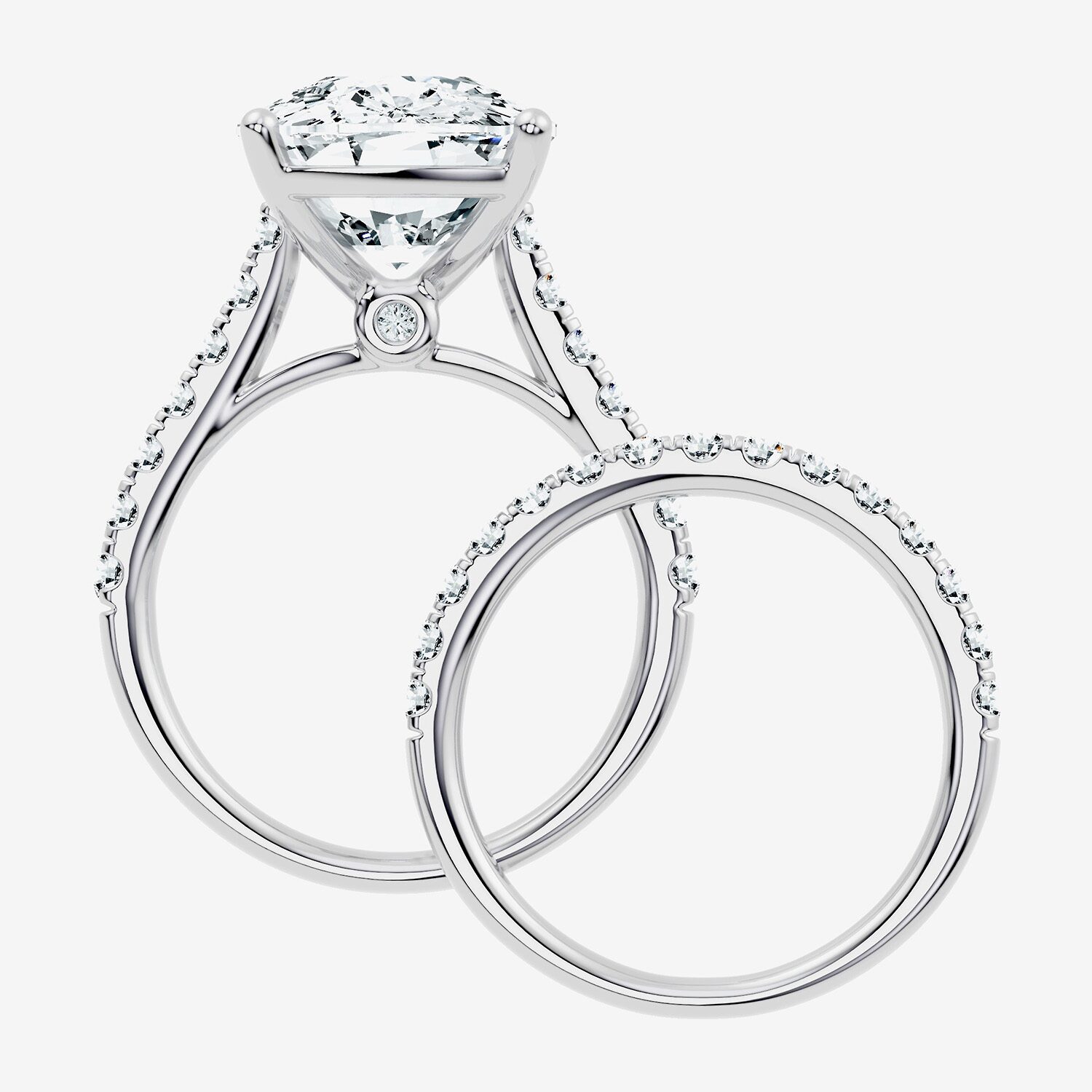 Signature By Modern Bride (F-G / Vs2-Si1) Womens Ct.T.W. Lab Grown White Diamond 14K Gold Cushion Side Stone Bridal Set