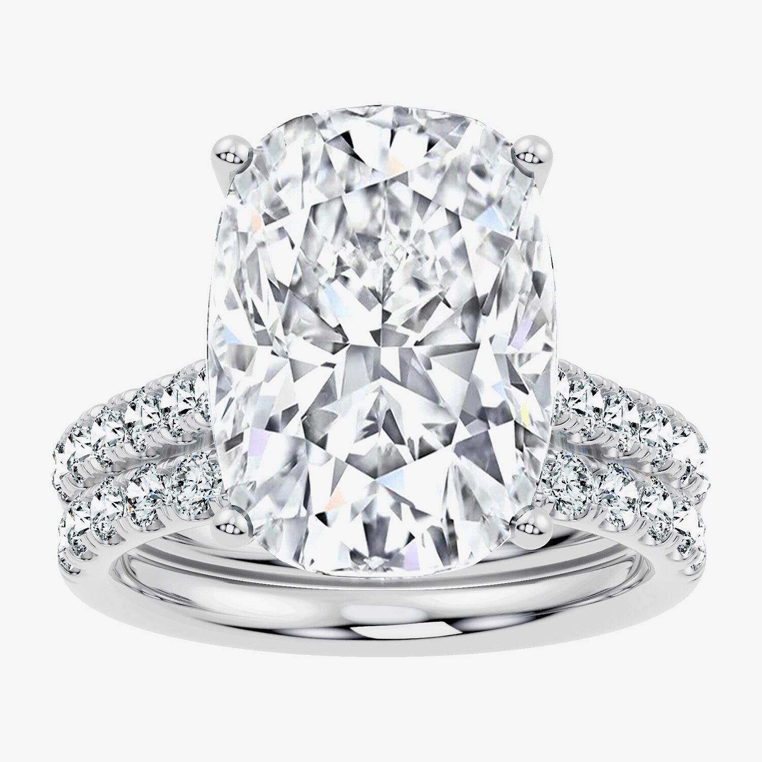 Signature By Modern Bride (F-G / Vs2-Si1) Womens Ct.T.W. Lab Grown White Diamond 14K Gold Cushion Side Stone Bridal Set