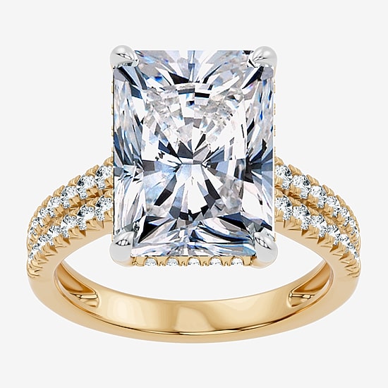Signature By Modern Bride (F-G / Vs2-Si1) Womens 8 1/2 Ct. T.W. Lab Grown White Diamond 14K Gold Rectangular Side Stone Engagement Ring