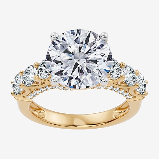 Signature By Modern Bride (F-G / Vs2-Si1) Womens 5 CT. T.W. Lab Grown White Diamond 10K Gold Round Side Stone Engagement Ring